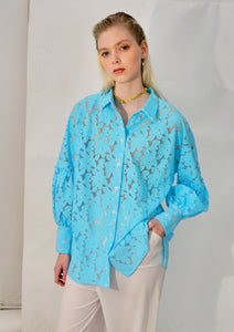 ALTEA cotton shirt/ turquoise